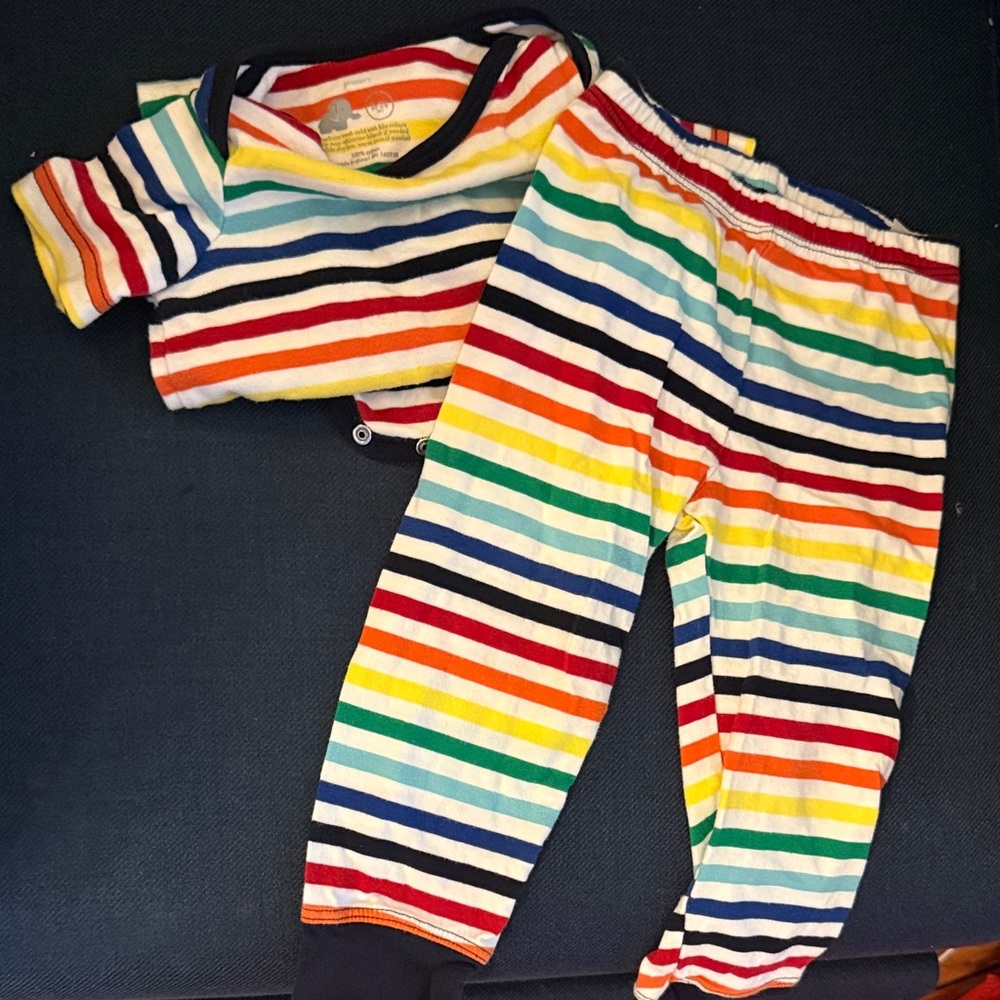 Primary Striped Baby Outfit